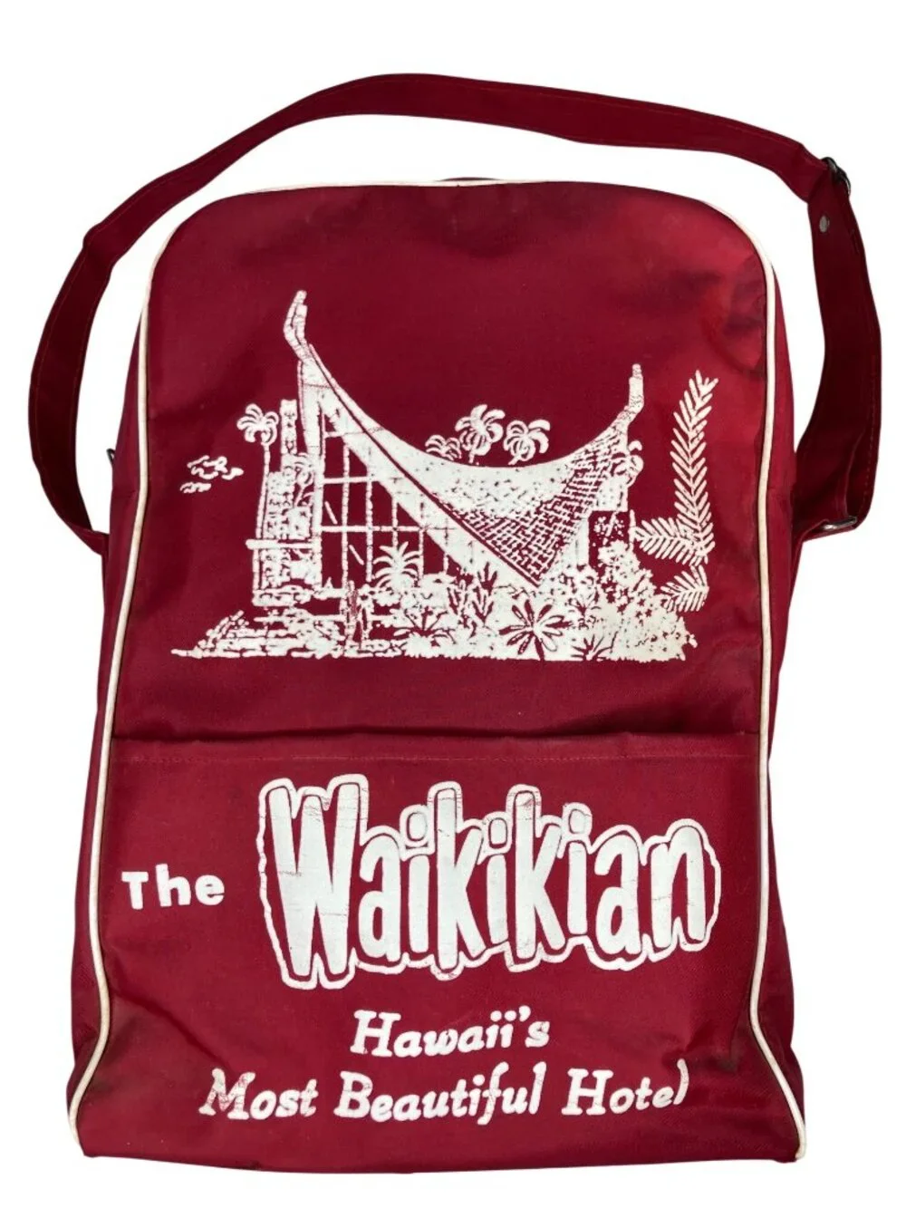 Vintage Waikikian Hotel Shoulder Bag Hawaii Vacation Souvenir Tote Travel
